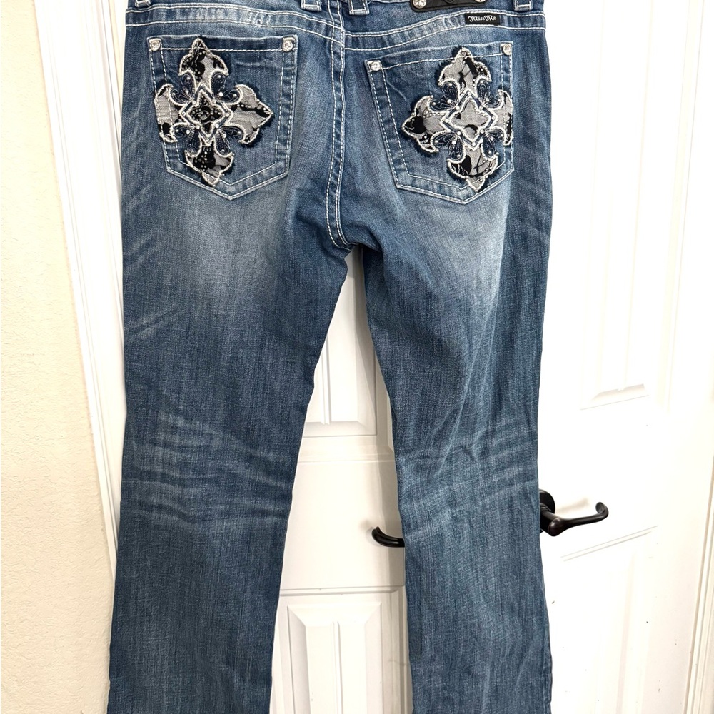 Miss Me Blue Boot Cut Jeans with Embellished Back